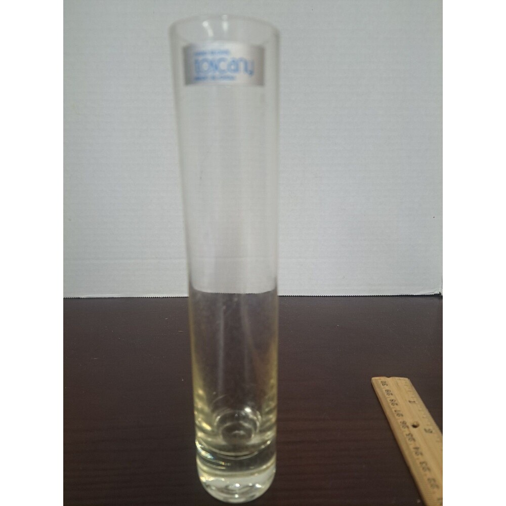 Clear Hand Blown Glass Tubular Toscany Vase